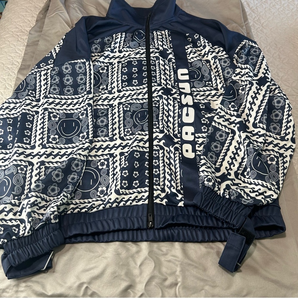 PacSun x Oli Carrillo Bandana Paisley Smiley Face Print Track Jacket
